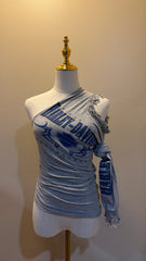 Custom Distressed Off Shoulder Tee 
