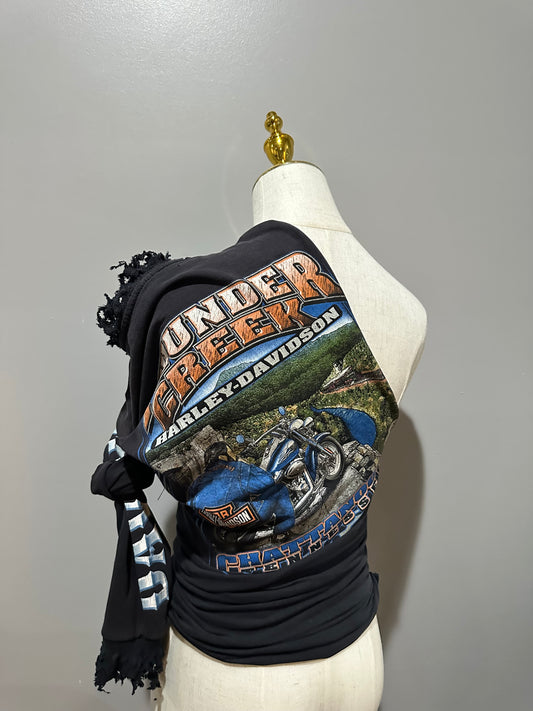 Custom Distressed Off Shoulder Tee ￼