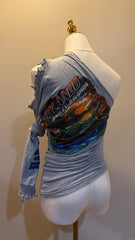 Custom Distressed Off Shoulder Tee ￼