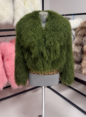Green Mongolian Fur Coat