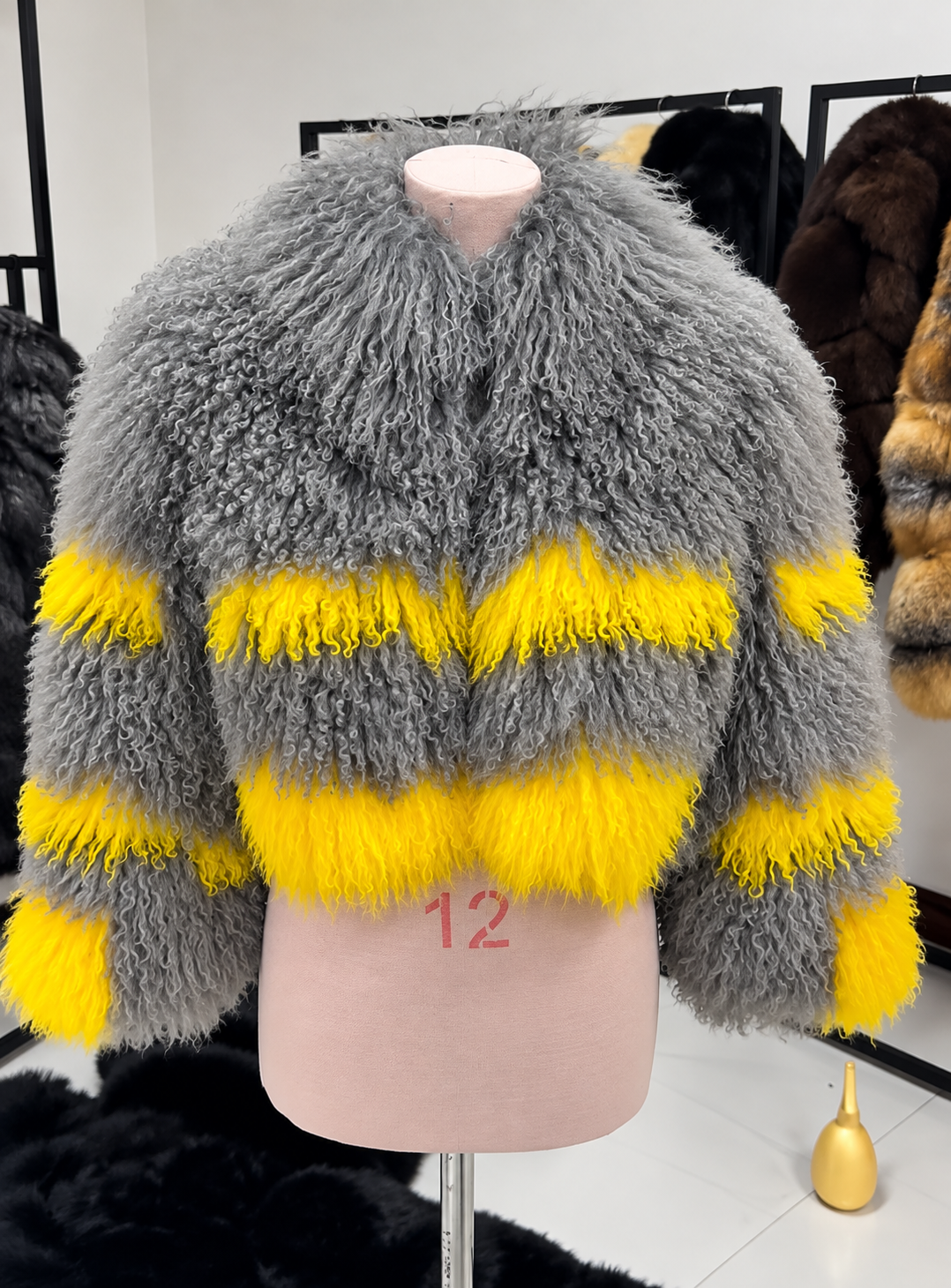 Gray Mongolian Fur Coat