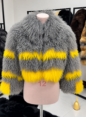 Gray Mongolian Fur Coat
