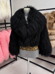 Black Mongolian Fur Coat